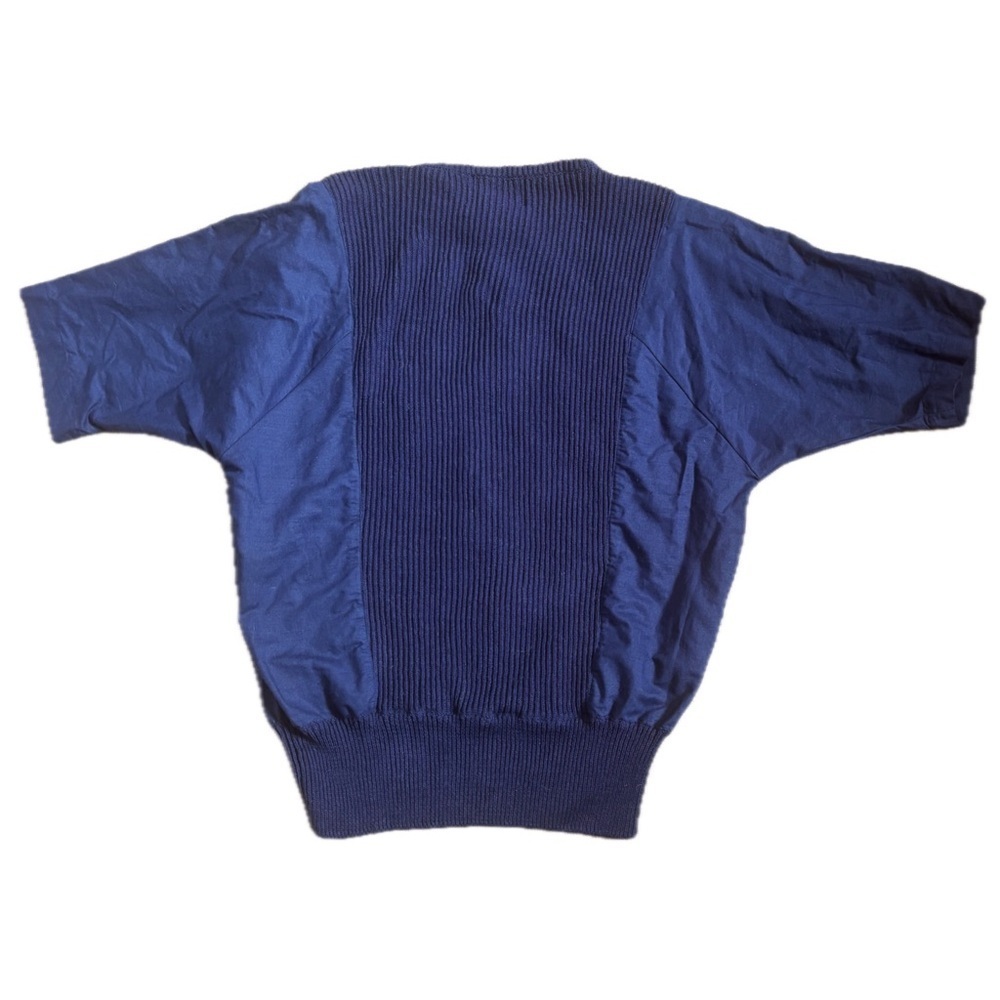 Vintage Navy Blue Beaded Ribbed Sweater Shirt Size Small 90s Glam Maximalist - Picture 4 of 5